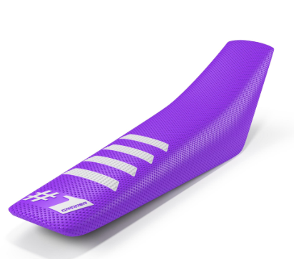 One Gripper Seat Cover - RIBBED Purple/White