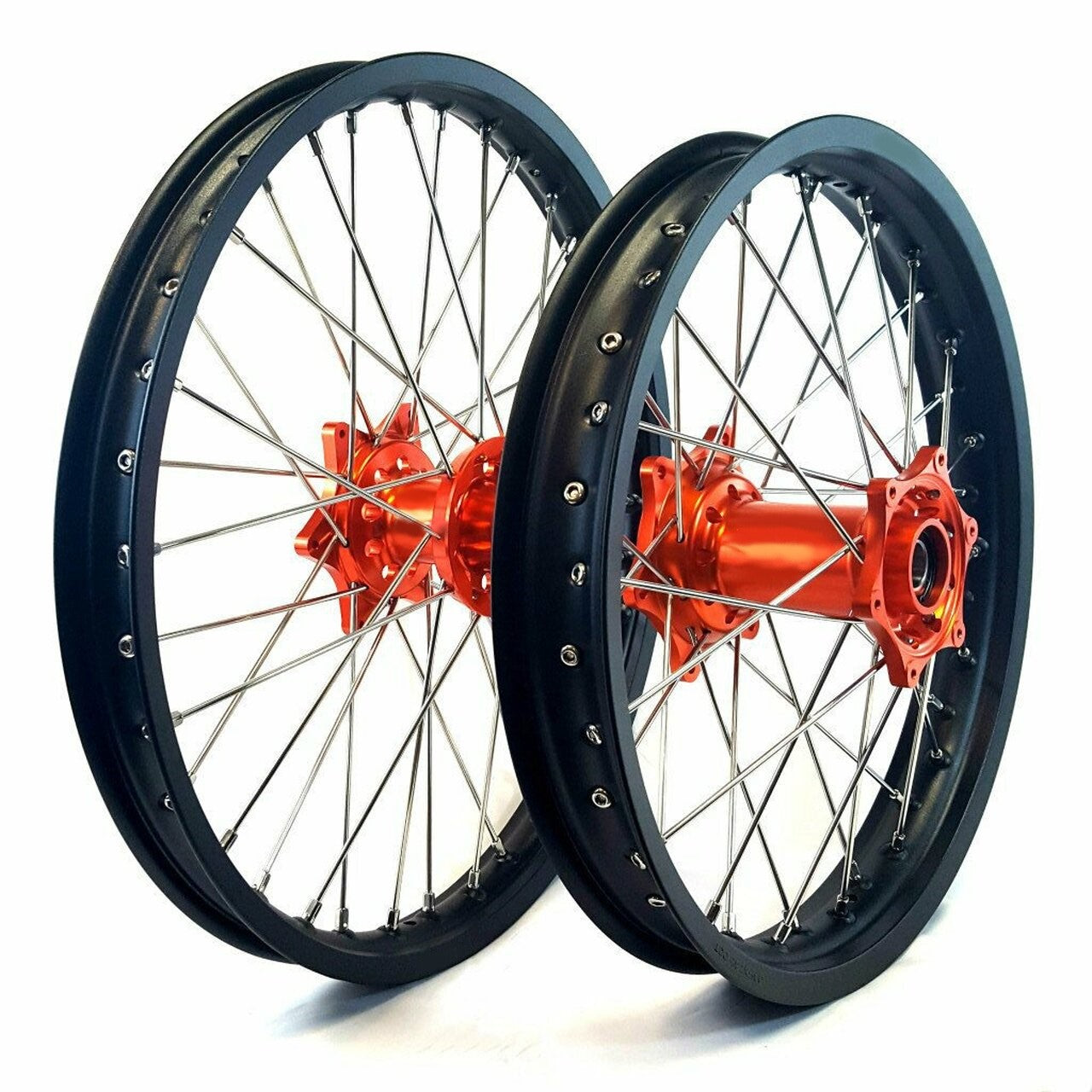 Racecraft Wheel Set 1.6x21 + 2.15x18 Orange hub silver spoke
